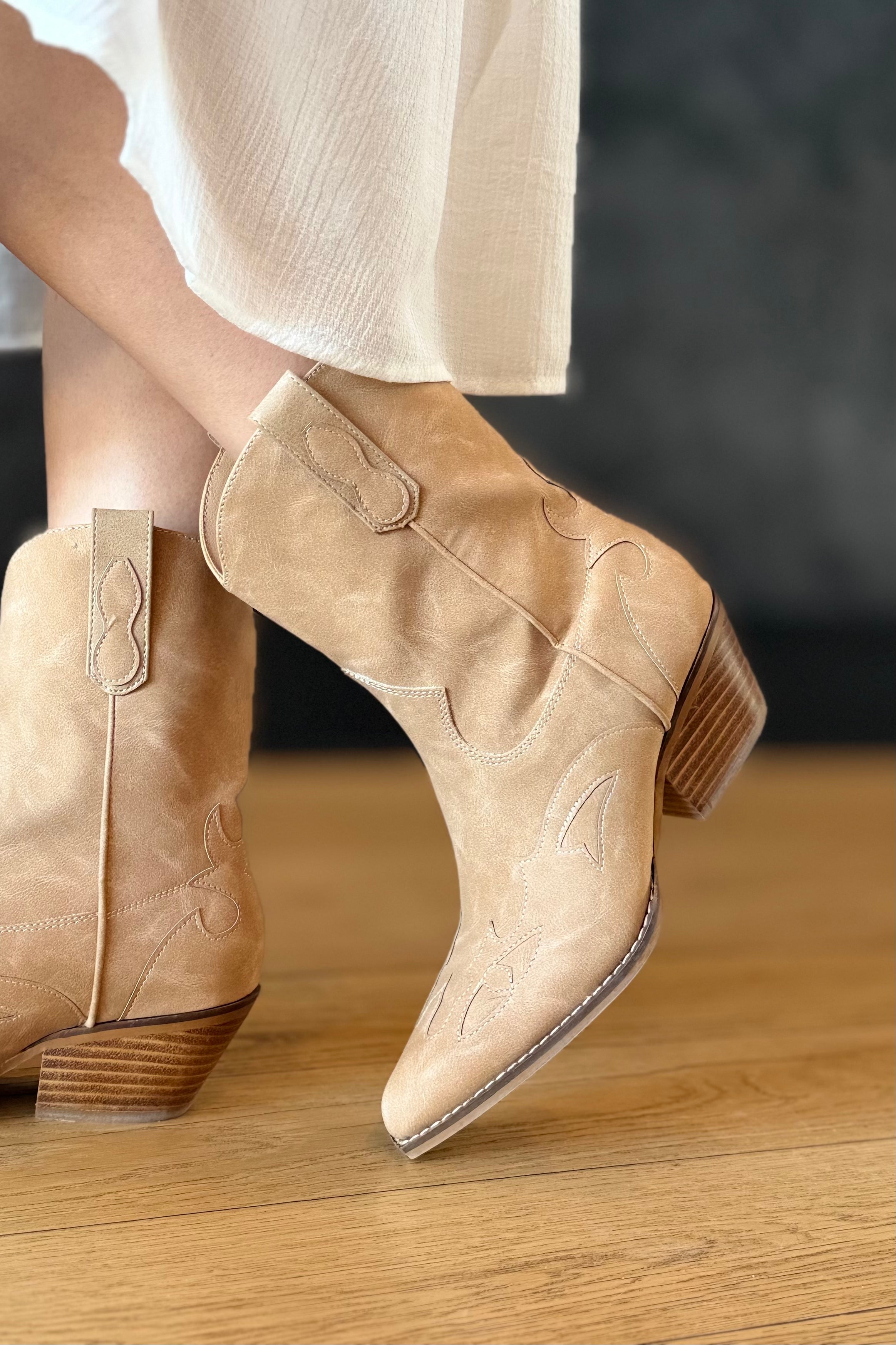 Sanya Western Bootie - Taupe