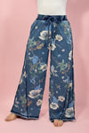 Floral Printed Denim Pants