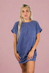 Unwind In Style T Shirt Dress - Dusty Indigo