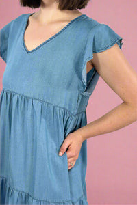 Flutter Sleeve Tencel Dress Denim
