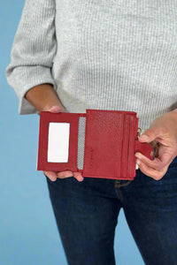 Mini Snap Button Wallet & Cardholder - Wine
