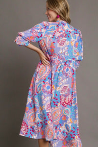 Midi Dress With Front Tie Lavender