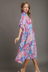 Midi Dress With Front Tie Lavender
