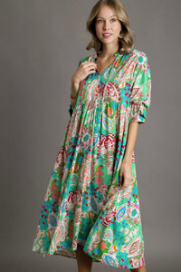 Midi Dress With Front Tie Green