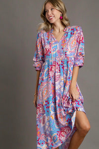 Midi Dress With Front Tie Lavender