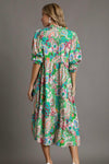 Midi Dress With Front Tie Green