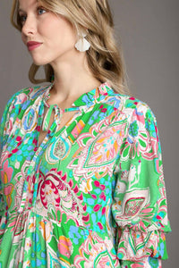 Midi Dress With Front Tie Green