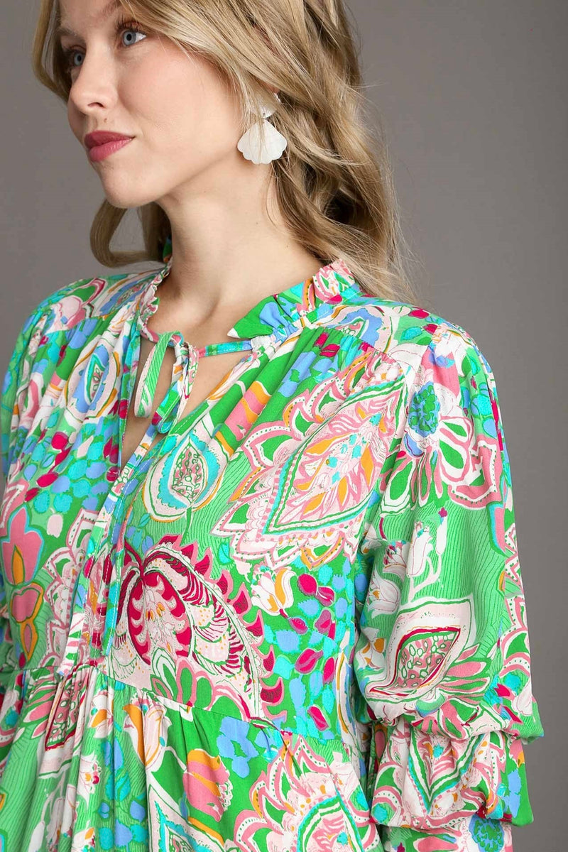 Midi Dress With Front Tie Green