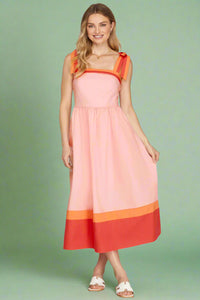 Color Block Tube Midi Dress - Pink