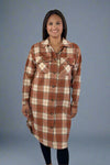 Rust, Cream & Brown Plaid Long Flannel