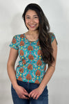 Top With Tulip Sleeve Teal
