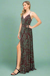 Paisley Sleeveless Wrap Maxi - Burgundy