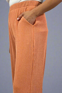 Ribbed Wide Leg Pants - Pumpkin