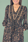 Floral V-Neck Long Sleeve Mini Dress