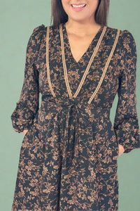 Floral V-Neck Long Sleeve Mini Dress