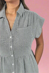 Tiered Shirt Dress - Black Seerscuker