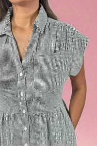 Tiered Shirt Dress - Black Seerscuker