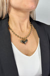 Beaded Chain Heart Necklace Gold