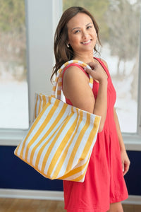 Striped Terry Beach Tote Bag - Yellow