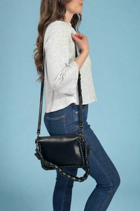 Judith Whipstitch Trim Shoulder Bag - Black