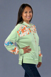 Lace Floral Patchwork Hoodie - Aqua