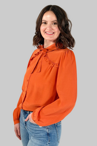 Ruffle Blouse Bow - Pumpkin