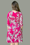 Leaf Faux Wrap Dress Pink