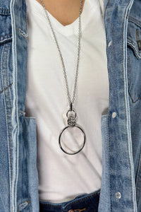 Circle Charm Pendant Necklace - Silver
