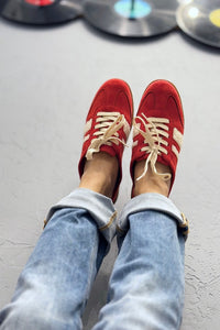 Sandra Stripe Backless Mule - Red