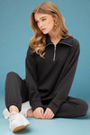 Hamptons Quarter Zip Top - Black