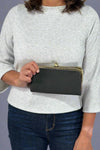 Karen Kiss Lock Clutch - Black