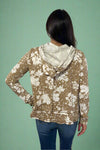 Hoodie Long Sleeve Floral Top - Taupe