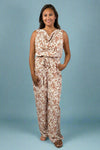 Cowl Neck Tropical Jumpsuit - Ivory