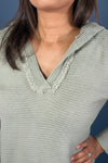 Long Sleeve Sweater with Hood - Grey