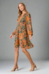 Big Floral Print Midi Dress - Green