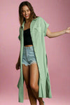 Collared Button Down Midi Dress - Sage