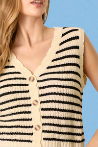Striped Sweater Vest - Ivory