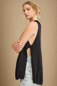 Cotton Essential Sweater Vest - Black