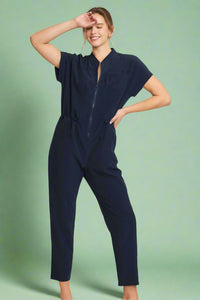 Zip Down Utility Jumpsuit - Midnight