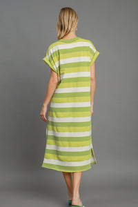 Striped Midi Dress - Avocado
