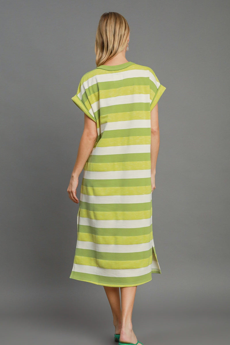 Striped Midi Dress - Avocado