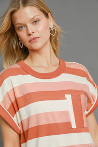 Striped Midi Dress - Peach