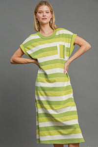 Striped Midi Dress - Avocado