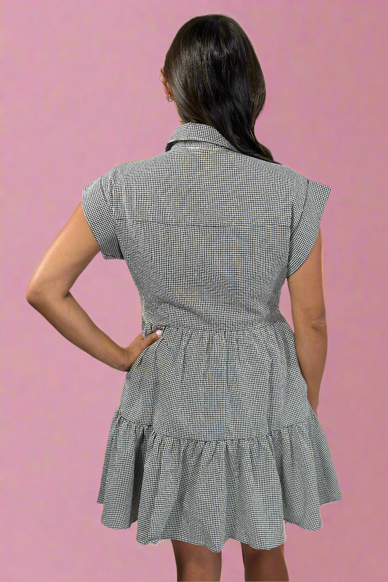 Tiered Shirt Dress - Black Seerscuker