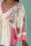 Embroidered Gauzy Top - Peach Pink