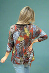 Floral V-Neck 3/4 Sleeve Top Rust