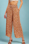Boho Paisley Print Wide Leg Pant - Caramel