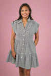 Tiered Shirt Dress - Black Seerscuker