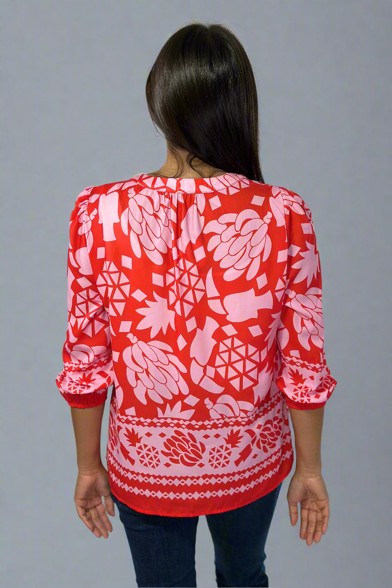 Floral Print Pink & Red Top