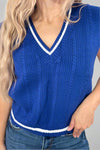 Cable Knit Sweater Vest - Navy